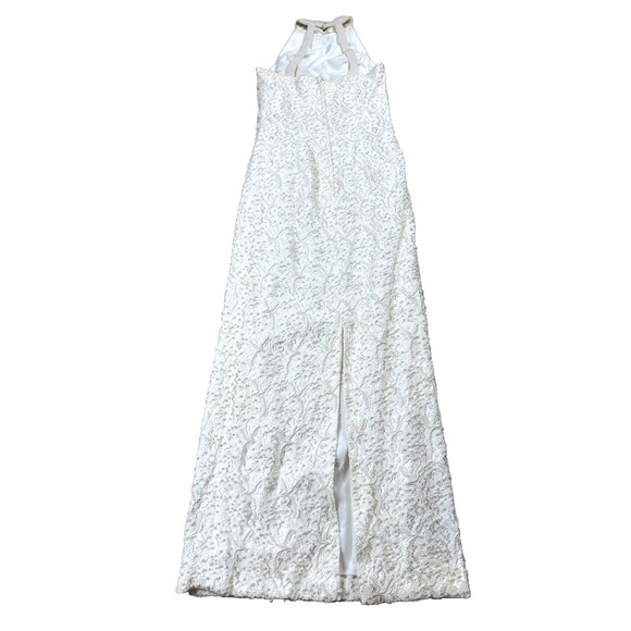 St. Tropez Wedding Dress Sz. 10 Ivory Halter Pearl Beaded Lace with Sweep Train - Picture 10 of 14